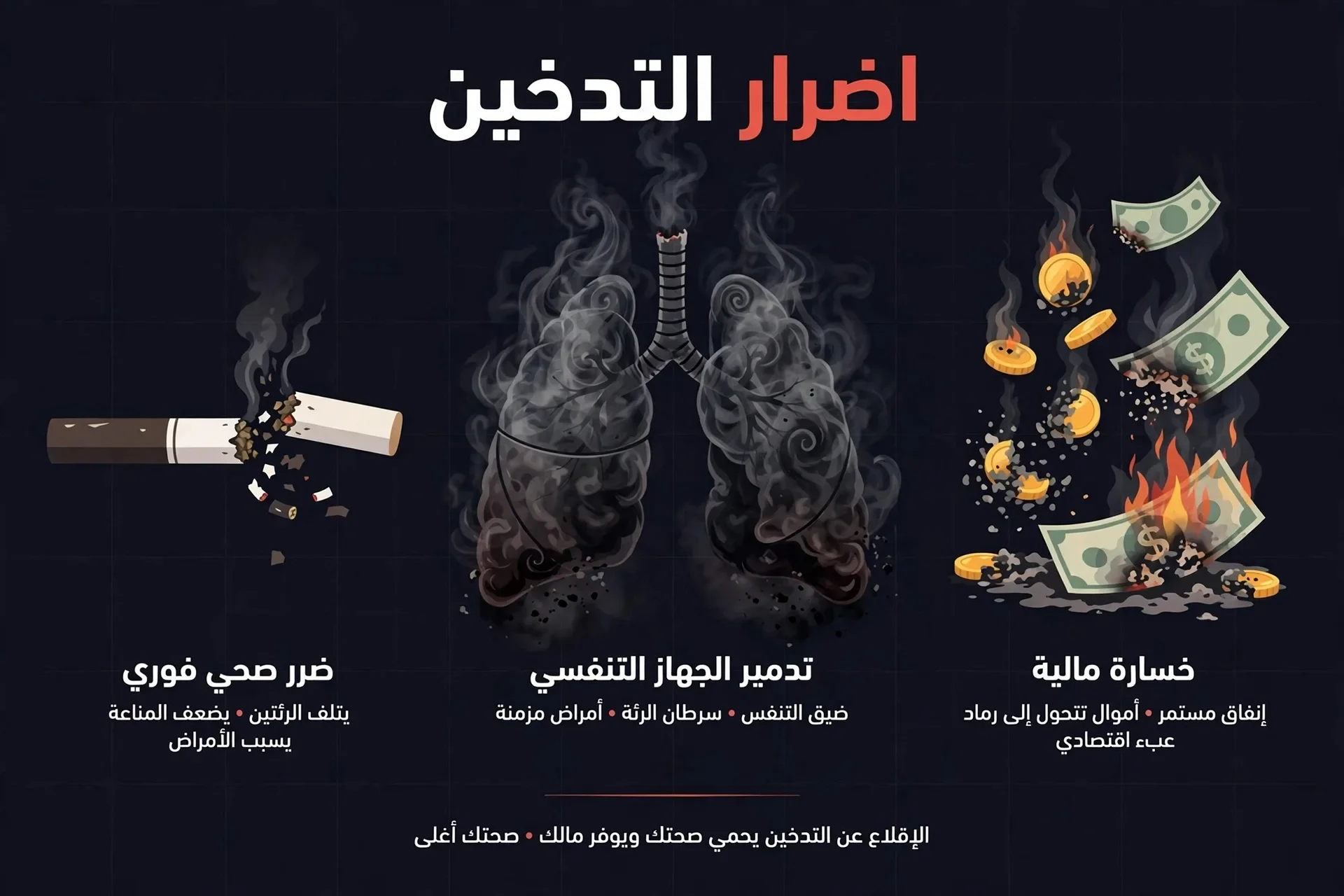 image about أضرار التدخين المالية والصحية 