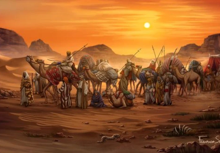 جعفر بن أبى طالب مع النجاشى ملك الحبشة فى الإسلام