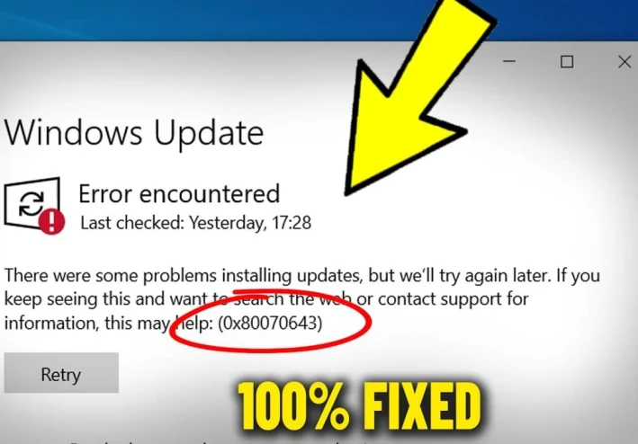 Fix error update 0x80070643