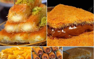 ٧ طرق لتحضير الكنافة (كنافة بالقشطة-كنافة بالموز-كنافة بالنوتيلا-كنافة بالمانجو-كنافة بورما-أصابع كنافة)