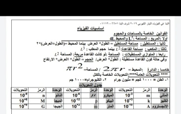 مذكرة فيزياء للصف الثالث الثانوي 