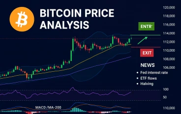 تحليل البيتكوين: المؤشّرات الفنية، مناطق الدخول والبيع، والأخبار المحرِّكة للسعر