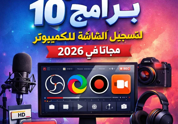 أفضل 10 برامج لتسجيل الشاشة للكمبيوتر مجاناً في 2026