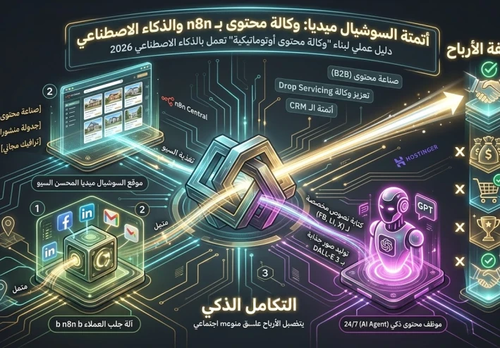 أتمتة السوشيال ميديا: كيف تبني "وكالة محتوى" تعمل بالذكاء الاصطناعي و n8n؟