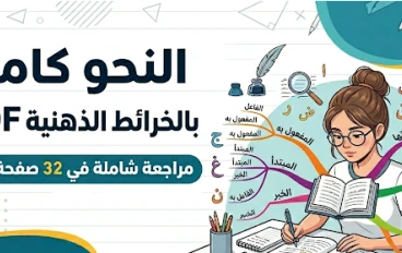 تحميل كتاب النحو كاملًا بالخرائط الذهنية PDF 2026 | مراجعة شاملة لجميع قواعد النحو في 32 صفحة فقط