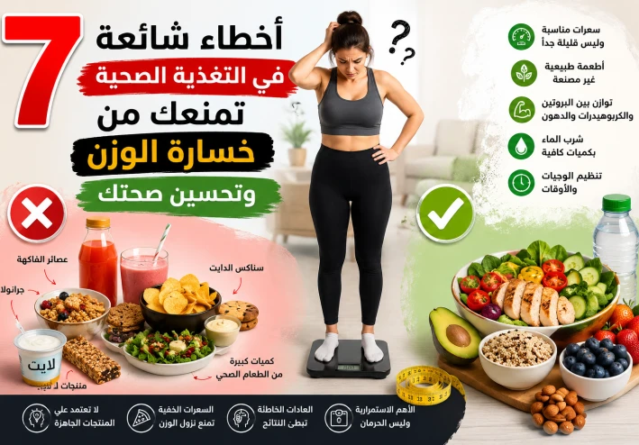 7 أخطاء شائعة في التغذية الصحية تمنعك من خسارة الوزن وتحسين صحتك