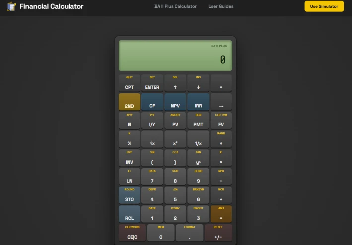 Free BA II Plus Financial Calculator Online - No Sign-Up CFA & FRM Tool