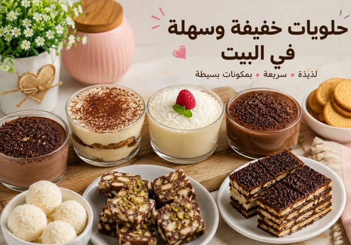 حلويات خفيفة وسهلة في البيت: وصفات سريعة ولذيذة لجميع أفراد الأسرة