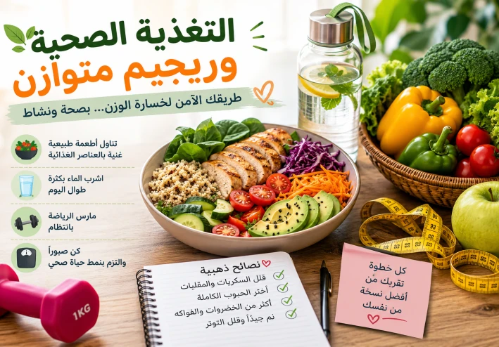 التغذية الصحية والريجيم المتوازن: الطريق الآمن لخسارة الوزن والحفاظ على الصحة
