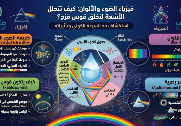 فيزياء الضوء والألوان: كيف تتحلل الأشعة لتخلق قوس قزح؟