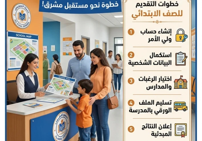 📝 خطوات التقديم للصف الأول الابتدائي ورياض الأطفال 2026-2027 إلكترونيًا.. الدليل الكامل لأولياء الأمور