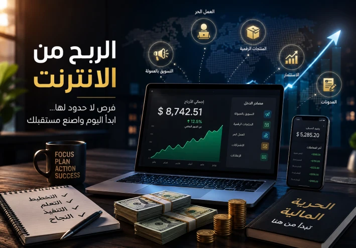 كيف تحقق الربح من الإنترنت في 2026  أفضل الطرق لبناء دخل مستدام من المنزل
