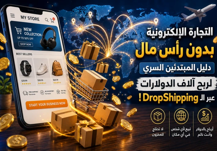 🛒 التجارة الإلكترونية بدون رأس مال: دليل المبتدئين السري لربح آلاف الدولارات عبر الـ DropShipping! 💰✨