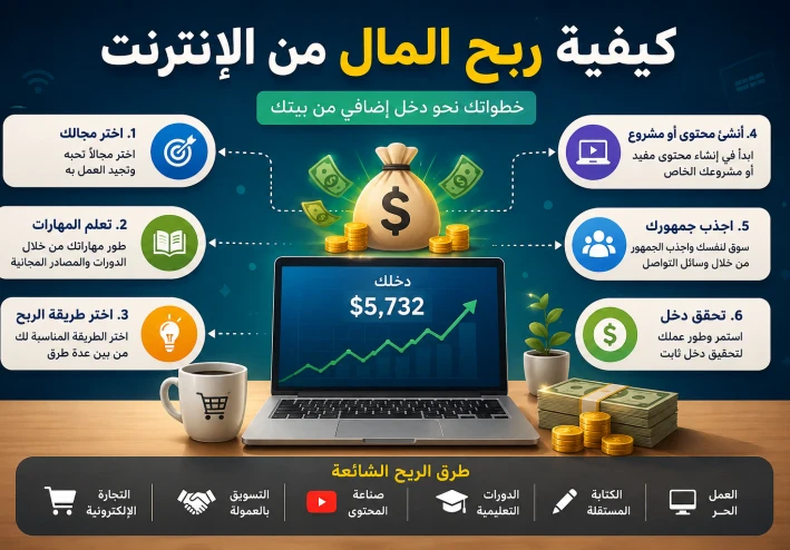 أفضل 5 طرق للربح من الإنترنت للمبتدئين في 2026