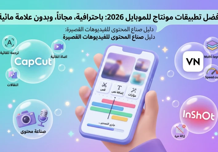 أفضل تطبيقات مونتاج مجانية للموبايل 2026 بدون علامة مائية