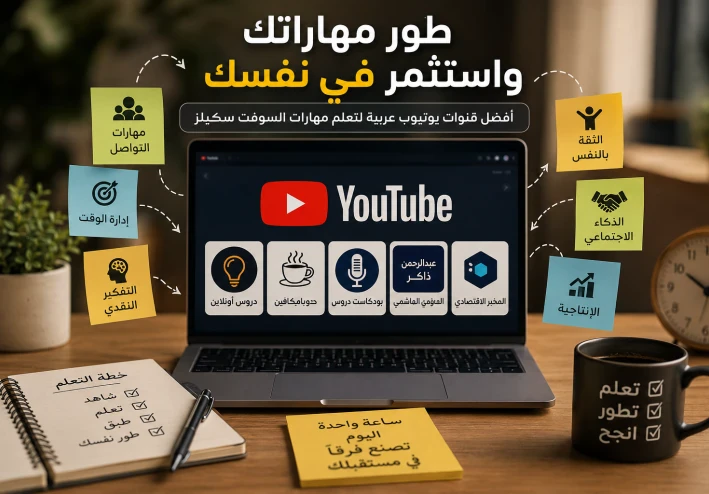 أفضل قنوات يوتيوب عربية لتعلم مهارات السوفت سكيلز مجانًا في 2026