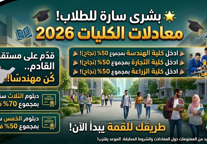 معادلات الكليات 2026 للأقسام الفنية