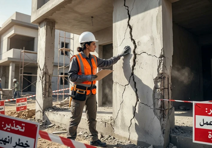 كيف تكشف عيوب الخرسانة والتشققات الخطيرة في منزلك قبل الشراء؟ دليل شامل لحماية استثمارك العقاري