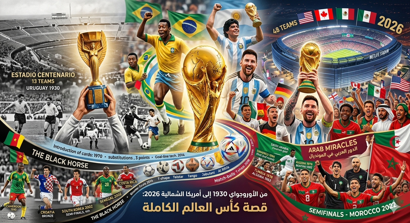 من الأوروجواي 1930 إلى أمريكا الشمالية 2026: الموسوعة الشاملة لملحمة كأس العالم