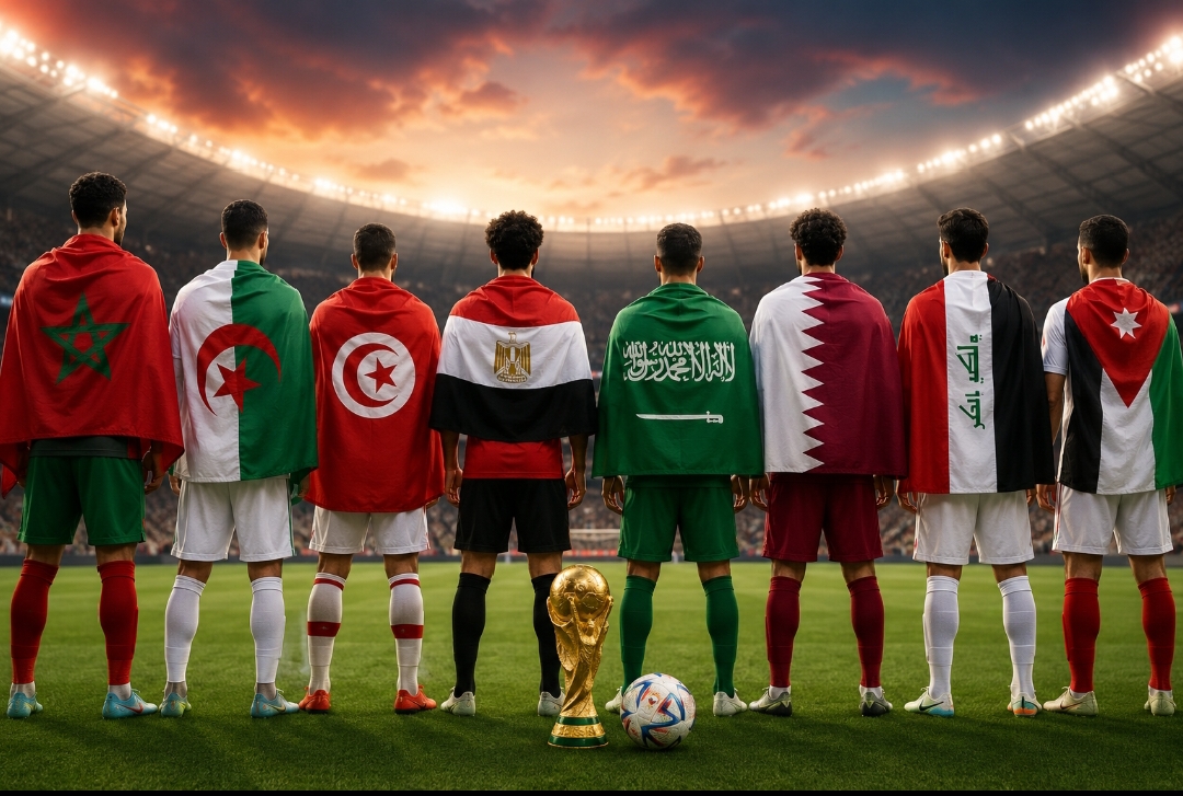 كاس العالم مونديال 2026.المغرب، السعودية، الجزائر، مصر، تونس، قطر، العراق، الأردن.