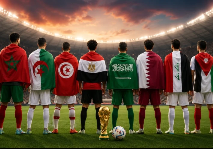 كاس العالم مونديال 2026.المغرب، السعودية، الجزائر، مصر، تونس، قطر، العراق، الأردن.