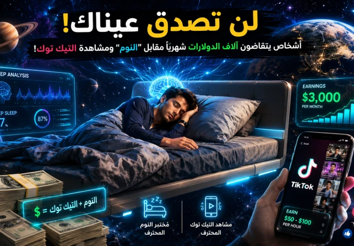 ⚠️ لن تصدق عيناك: أشخاص يتقاضون آلاف الدولارات شهرياً مقابل "النوم" ومشاهدة التيك توك! 💸😴