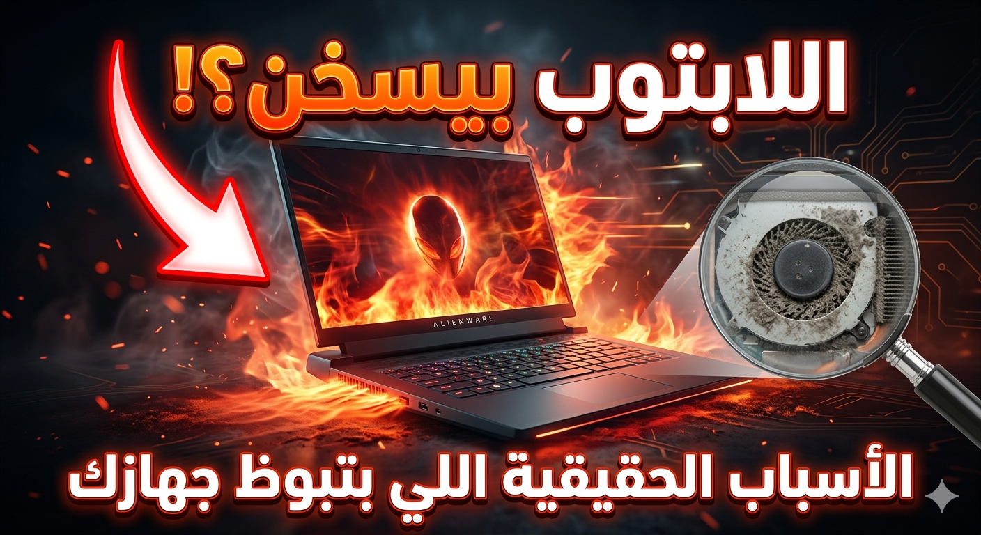 صورة مقال 💻 لماذا يسخن اللابتوب فجأة؟ الأسباب الحقيقية + حلول عملية تمنع تلف الجهاز في 2026