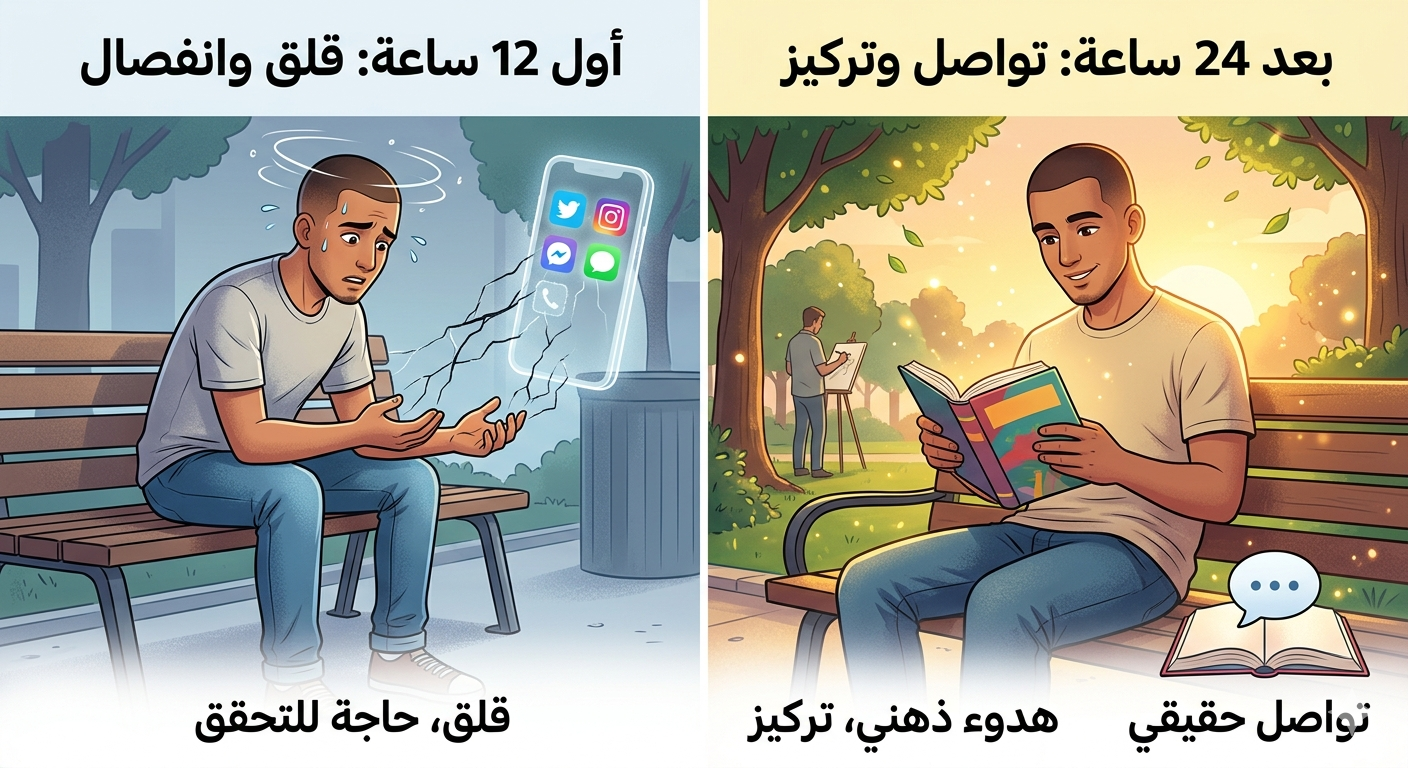 صورة مقال ماذا يحدث لجسمك إذا توقفت عن استخدام الهاتف لمدة 24 ساعة؟ النتائج ستفاجئك!