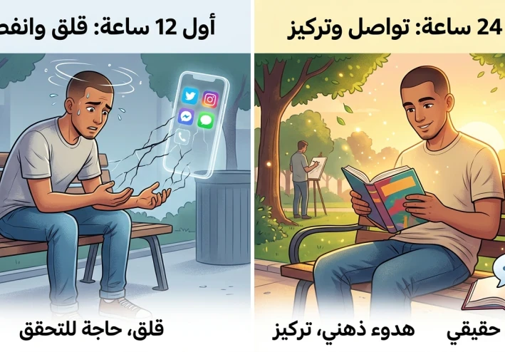 ماذا يحدث لجسمك إذا توقفت عن استخدام الهاتف لمدة 24 ساعة؟ النتائج ستفاجئك!