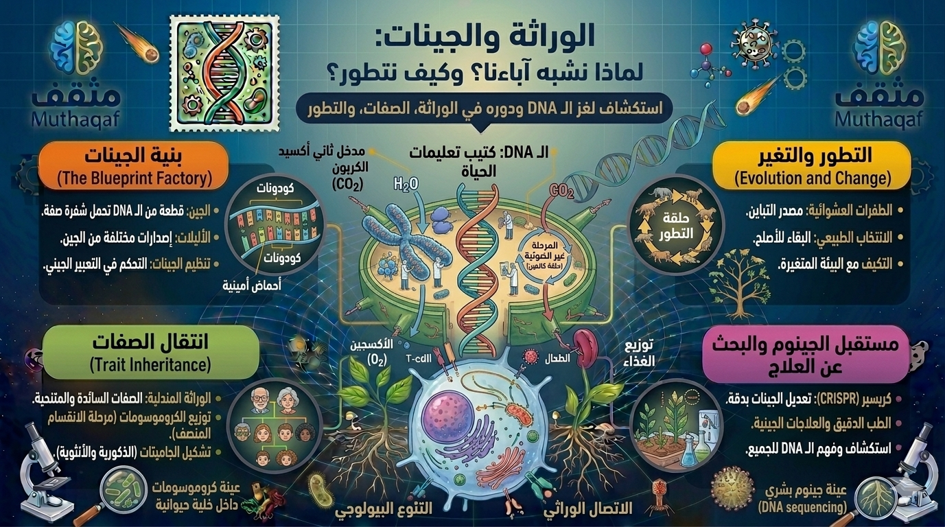 صورة مقال الوراثة والجينات – لماذا نشبه آباءنا؟ وكيف نتطور؟