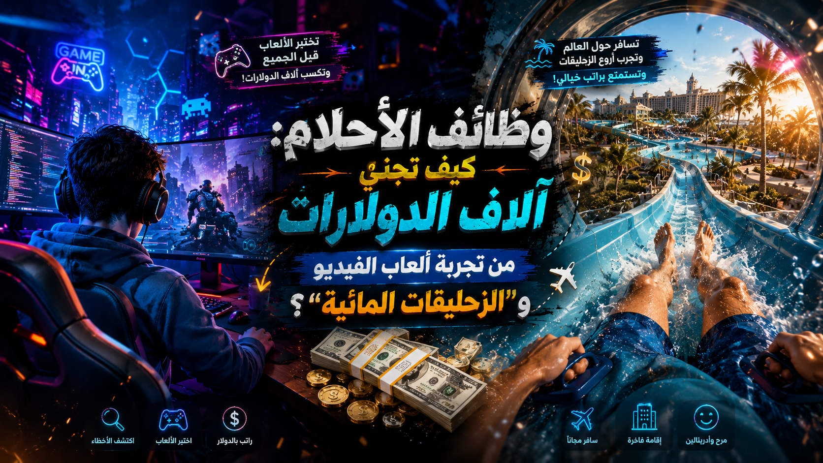 صورة مقال 🕹️ وظائف الأحلام: كيف تجني آلاف الدولارات من تجربة ألعاب الفيديو و"الزحليقات المائية"؟ 🌊🔥