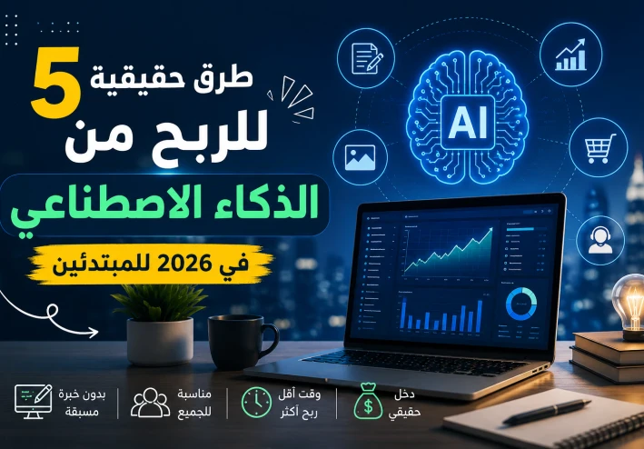 5 طرق حقيقية للربح من الذكاء الاصطناعي في 2026 للمبتدئين