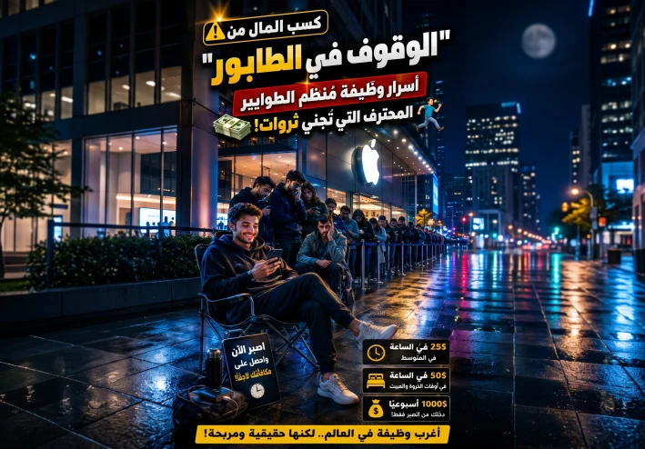 ⚠️ كسب المال من "الوقوف في الطابور": أسرار وظيفة مُنظّم الطوابير المحترف التي تجني ثروات! 💸🏃‍♂️