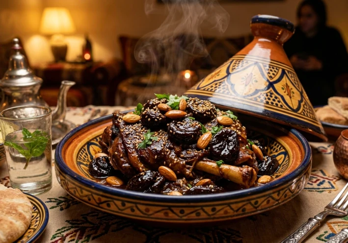 لحم بالبرقوق المغربي: طبق فاخر يجمع بين حلاوة الفواكه وأصالة المطبخ المغربي