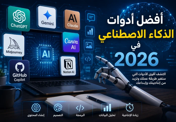 أهم أدوات الذكاء الاصطناعي في 2026: الدليل الشامل لزيادة الإنتاجية والإبداع