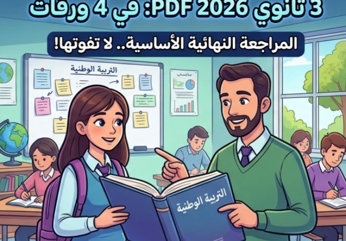 📚 تحميل أقوى خلاصة التربية الوطنية في 4 ورقات فقط للصف الثالث الثانوي 2026 PDF.. المراجعة النهائية التي لا غنى عنها