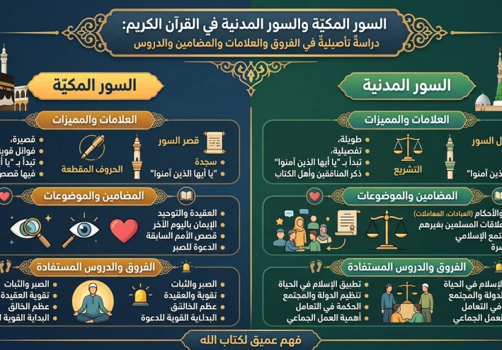 السور المكية والسور المدنية في القرآن الكريم ، دراسةٌ تأصيليةٌ في الفروق والعلامات والمضامين والدروس