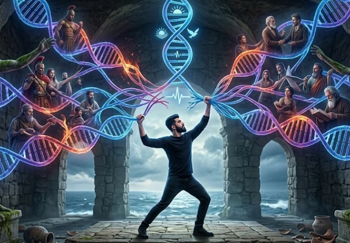 🧬 شيفرة الأشباح: لماذا يحمل 10% من البشر ذكريات أجدادهم الموتى في الحمض النووي؟ 💀❌