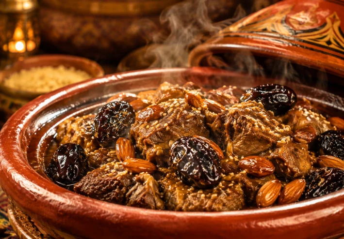 طاجين اللحم بالبرقوق المغربي: تحفة المطبخ المغربي بين حلاوة الفاكهة وغنى التوابل