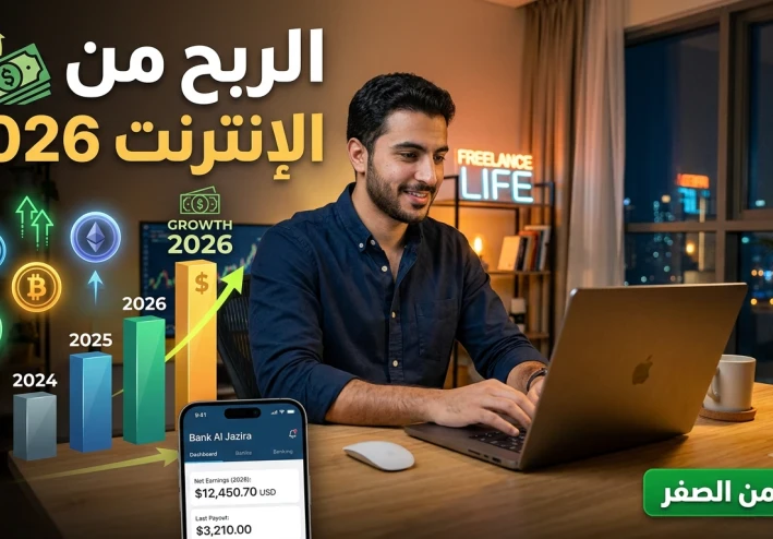 كيفية الربح من الإنترنت للمبتدئين خطوة بخطوة في 2026: دليلك الشامل لتحقيق أول دخل حقيقي