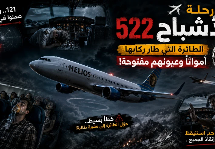 ✈️ رحلة الأشباح 522: الطائرة التي طار ركابها أمواتاً وعيونهم مفتوحة! 💀 ديرنكويو السماء