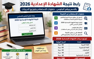 نتيجة الشهادة الإعدادية 2026 برقم الجلوس والاسم
