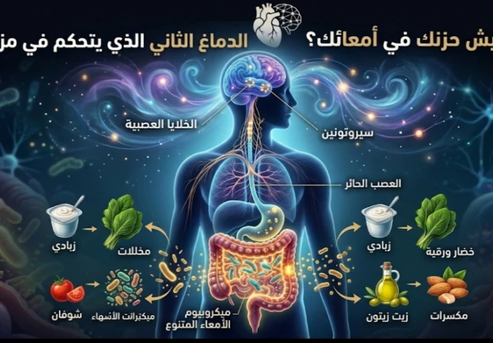 هل يعيش حزنك في أمعائك؟   الدماغ الثاني الذي يتحكم في مزاجك دون أن تدري!