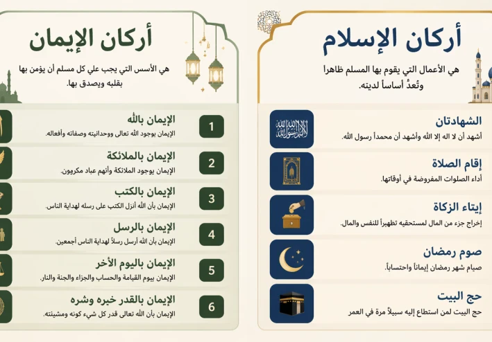 أركان الإيمان وأركان الإسلام