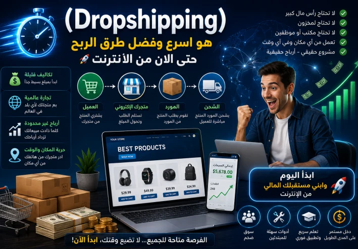 الدروبشيبينغ (Dropshipping) هو أسرع طريق الربح من الانترنت بأقل التكاليف