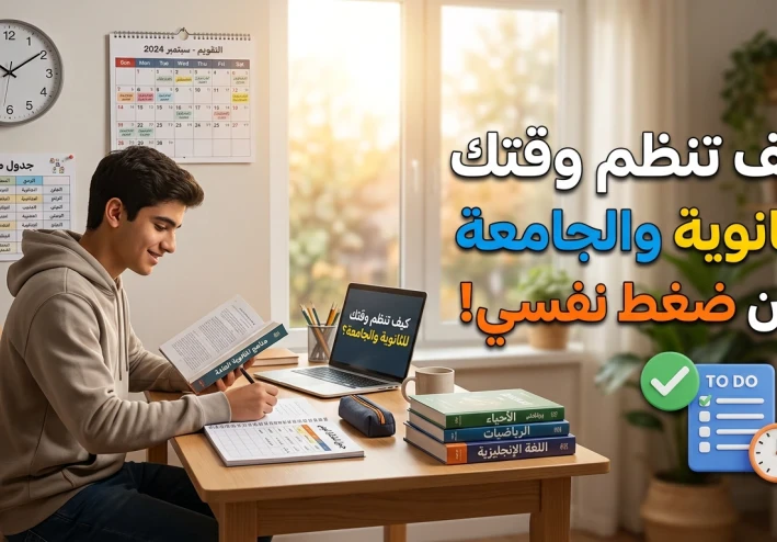 كيف تنظم وقتك للاستعداد للمرحلة الثانوية والجامعية دون ضغط نفسي؟