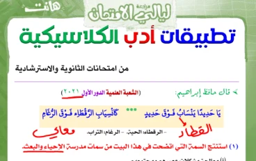 تحميل أسئلة امتحانات السنوات السابقة ونماذج الوزارة في الأدب بالإجابات للصف الثالث الثانوي 2026 PDF – أقوى مراجعة نهائية