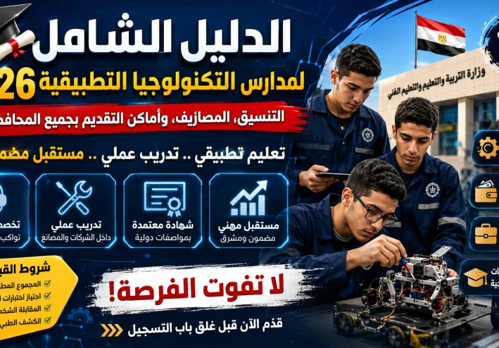 🎓 الدليل الشامل لمدارس التكنولوجيا التطبيقية 2026: التنسيق، المصاريف، وأماكن التقديم بجميع المحافظات! 🏫❌