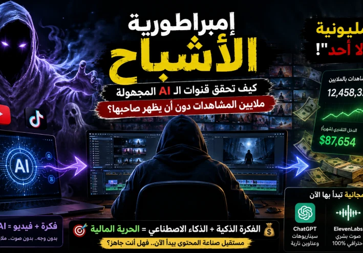 🤖 إمبراطورية الأشباح: كيف تحقق قنوات الـ AI المجهولة ملايين المشاهدات دون أن يظهر صاحبها؟ 💸❌