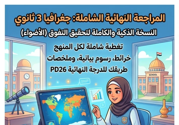 📚 مراجعة الأضواء النهائية في الجغرافيا للصف الثالث الثانوي 2026 PDF – أقوى مراجعة شاملة لتحقيق الدرجة النهائية